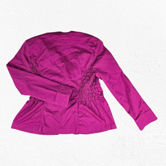 90s Vintage Magenta Pink Ruched Mandarin Collar Blazer Jacket Size Medium - Picture 8 of 8